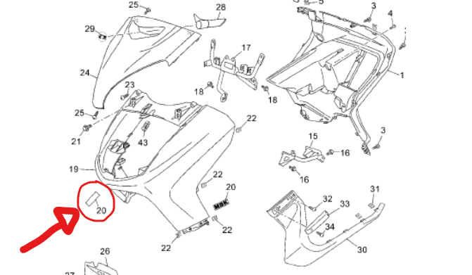 Sticker gris MBK Skyliner Skycruiser 125 Embleme face avant scooter – Image 4